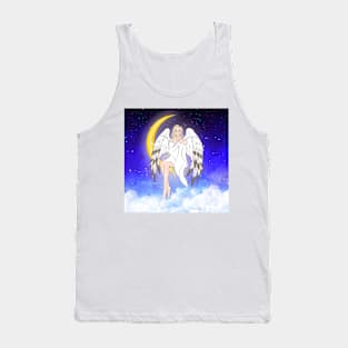 Crescent Moon Angel w Background Tank Top